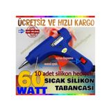 60 Watt Profesyon Silikon Tabancası Açma Kapamalı 10 Adet Silikon