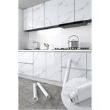 60 x 500 cm Mermer Desenli Yapışkanlı Folyo-Mutfak, Banyo ve Mobilya Kaplama Yenileme Kolay Uygulama - 60 x 500 cm - Beyaz