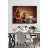 60 x 70 cm Kahve Değirmeni Desenli Cam Tablo 4mm Temperli Camdır