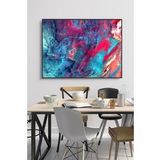 60 x 70 cm Kırmızı Mavi Alacalı Desenli Cam Tablo 4mm Temperli Camdır