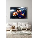 60 x 70 cm Lionel Messi Cam Tablo 4mm Temperli Camdır