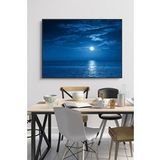 60 x 70 cm Mavi Gece Desenli Cam Tablo 4mm Temperli Camdır