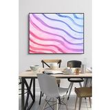 60 x 70 cm Mavi & Mor Dalga Desenli Cam Tablo 4mm Temperli Camdır