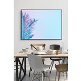 60 x 70 cm Mavi Palmiye Yaprağı Desenli Cam Tablo 4mm Temperli Camdır
