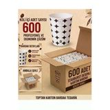 600 Adet Karton Bardak 7 Oz Sızdırmaz Vending Modeli Kahve Çay Meşrubat Bardağı Sıcağa Dayanıklı Karton