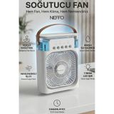 600 Ml Buharlı Serinletici Fan Taşınabilir Mini Klima Fanı Led Işıklı Hava Soğutucu acik-beyaz