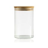 600 ml Çizgili Kavanoz - Yuvarlak Ahşap Kapaklı Hava Geçirmez, Tatlı, Baharat, Gıda Saklama Kabı, Kokusuz Dayanıklı Cam Saklama Kabı, Kavanoz - 0 Siyah - Genel
