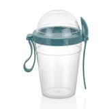 600 ml Grano Müsli Kabı Kaşıklı Hazneli Meyveli Yoğurt Kabı Piknik İş Atıştırmalık Gevrek Diyet Tutamaçlı Müsli Granola Süt Bardağı Gıda Saklama Kabı (1, Lacivert)
