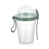 600 ml Grano Müsli Kabı Kaşıklı Hazneli Meyveli Yoğurt Kabı Piknik İş Atıştırmalık Gevrek Diyet Tutamaçlı Müsli Granola Süt Bardağı Gıda Saklama Kabı (1, Yeşil)