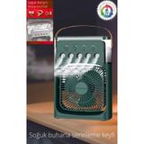 600 Ml Su Tanklı Buharlı Serinletici Fan Taşınabilir Mini Klima Fanı Led Işıklı Hava Soğutucu yesil