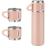 6006 Kupa Bardaklı Paslanmaz Çelik Termos Seti 500 ml - Pembe - -- - 000-Siyah