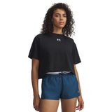6011064-001 UA Rival Boxy Tee Solid Siyah Bisiklet Düz Kadın T-Shirt