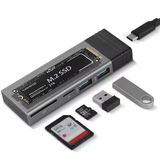 6085 Usb Type C M.2 Ssd Pcie Kutusu 5İn1 Hub Nvme Sata Ngff Sd Kart Okuyucu Hard Disk Okuma