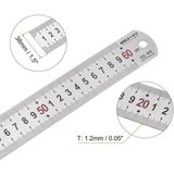 60CM ( 24 Inch ) - Çift Taraflı Paslanmaz Çelik Metal Cetvel - Kalınlık 1mm - Gri