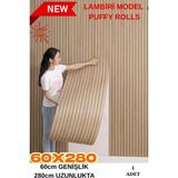 60CM x 280CM 1 Adet Kendinden Yapışkanlı Açık Kahverengi Lambiri Desenli Duvar Paneli Kağıdı YG005 - 60 x 280 cm