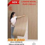 60Cm X 280Cm 1 Adet Kendinden Yapışkanlı Açık Kahverengi Lambiri Desenli Duvar Paneli Kağıdı Yg005