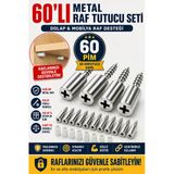 60'Lı Metal Raf Tutucu Pimi Ve Beyaz Koruyucu Kapak Dolap Kitaplık Mobilya Raf Destek Seti 120 Parça Vitrin