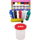 60ML Akrilik Boya, 6 Renk Tuval Boyası, Resim Su Kabı, Fırça Kabı