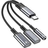 60W 3in1 Alüminyum Gövde Usb-C Adaptör Type-C To Type-C Şarj ve 3.5 mm Jak ve Dac Destekli Kablo - Çok Renkli