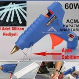 60W Açma Kapama düğmeli Sıcak Silikon Tabancası 10adet 30cm Kalın Silikon Mum Şeffaf Çubuk Hediyeli