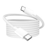 60W Destekli Iphone Samsung Xiaomi Oppo Uyumlu Type C To Type C Hızlı Şarj Kablosu Beyaz 1 Metre