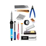 60W Isı Ayarlı Lehim Seti – Havya, Stand, Uç, Lehim Pompası, Cımbız, Bant ve Pasta Dahil