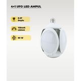 60W UFO 4+1 Kanatlı Ampul 6500K Beyaz Işık