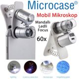 60X Mini Cep Telefonu için Mandallı Mikroskop Uv Ledli Büyüteç
