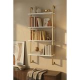 60x20 cm, 4 Raflı Kitaplık | Duvar Rafı & Mutfak, Banyo, Organizer, Gold Metal