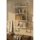 60x20 cm, 4 Raflı Kitaplık | Duvar Rafı & Mutfak, Banyo, Organizer, Gold Metal