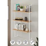 60X20 cm Beyaz Metal 3 Raflı Duvar Rafı | Kitaplık & Mutfak Banyo Organizer - Çam