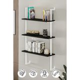 60X20 cm Beyaz Metal 3 Raflı Duvar Rafı | Kitaplık & Mutfak Banyo Organizer - Siyah
