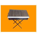 60X35CM Mangal-Portatif Ayaklı -Eamye Gövde-Krom Çelik Oluku Izgara - 60 x 35 cm