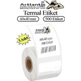 60x40 mm Barkod Etiketi Yapışkanlı 3 Adet Rulo Etiket Termal Barkot Terazi Etiketi 500 lü Barkod Yazıcılarına Uyumludur