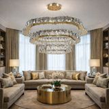 60X45X35 Kafkas Diamond Royale Gold Modern Kristal Avize - Altın