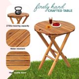 60x50x40 cm Ahşap Katlanır Yuvarlak Kamp Masası | Piknik, Bahçe ve Balkon | Kolay Taşımalı - Doğal Bambu Rengi