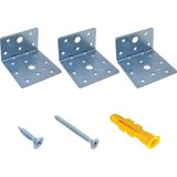 60x58x38mm - Mr.Bracket Deprem Güvenliği Dolap Sabitleme Aparatı Seti - Mobilya Gardırop Portmanto Kitaplık Masa Raf Eşya Duvara Sabitleyici Aparat - L Demir Köşe Bağlantı Gönye Köşebent - 60x58x38mm - 3 adet