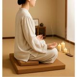 60X60 & 40X20 Meditasyon Minderi Seti Ikili Yoga Meditasyon Minderi Lotus Çiçeği Baskılı Meditasyon Minderi - Kahverengi