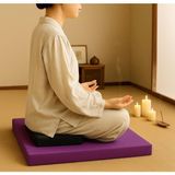 60X60 & 40X20 Meditasyon Minderi Seti Ikili Yoga Meditasyon Minderi Lotus Çiçeği Baskılı Meditasyon Minderi - Mor - Siyah