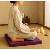60X60 & 40X20 Meditasyon Minderi Seti Ikili Yoga Meditasyon Minderi Lotus Çiçeği Baskılı Meditasyon Minderi - Mor - Turuncu