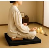 60X60 & 40X20 Meditasyon Minderi Seti Ikili Yoga Meditasyon Minderi Lotus Çiçeği Baskılı Meditasyon Minderi - Siyah - Kahverengi
