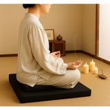 60X60 & 40X20 Meditasyon Minderi Seti Ikili Yoga Meditasyon Minderi Lotus Çiçeği Baskılı Meditasyon Minderi - Siyah