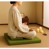 60X60 & 40X20 Meditasyon Minderi Seti Ikili Yoga Meditasyon Minderi Lotus Çiçeği Baskılı Meditasyon Minderi - Yeşil