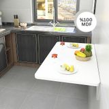 60x90 Cm Oval Köşeli Mat Beyaz Duvara Monte Kırma Katlanır Masa