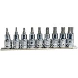6195 1/2" Torx Bits Uçlu Lokma Anahtar Takımı 9 Parça Raylı