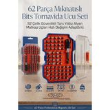 62 Parça Profesyonel Mıknatıslı Bits Tornavida Ucu Seti S2 Çelik Güvenlikli Torx Yıldız Alye - Çok Renkli - Genel