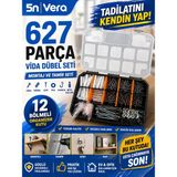 627 Parça Vida Dübel Seti – Organizer Kutu Montaj ve Tamir Seti Çivi Pul Kanca - 1 Adet