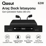 62Wtesla Model 3,Y,S,X Uyumlu, Usba Usbc,80 Cm Geri Çekilebilir Kablolu Araç Şarj İstasyonu