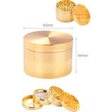 63MM Gold Grinder Premium 4 Katmanlı Çinko Alaşım Manuel Kahve Baharat Öğütücü Parçalayıcı