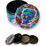 63MM Kurukafa Desenli Grinder Premium 4 Katmanlı Çinko Alaşım Manuel Kahve Baharat Öğütücü Parçalayıcı